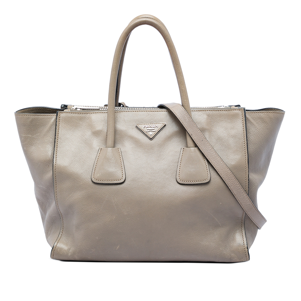 Pre-Loved Prada Glace Calf Twin Pocket Double Handle Satchel